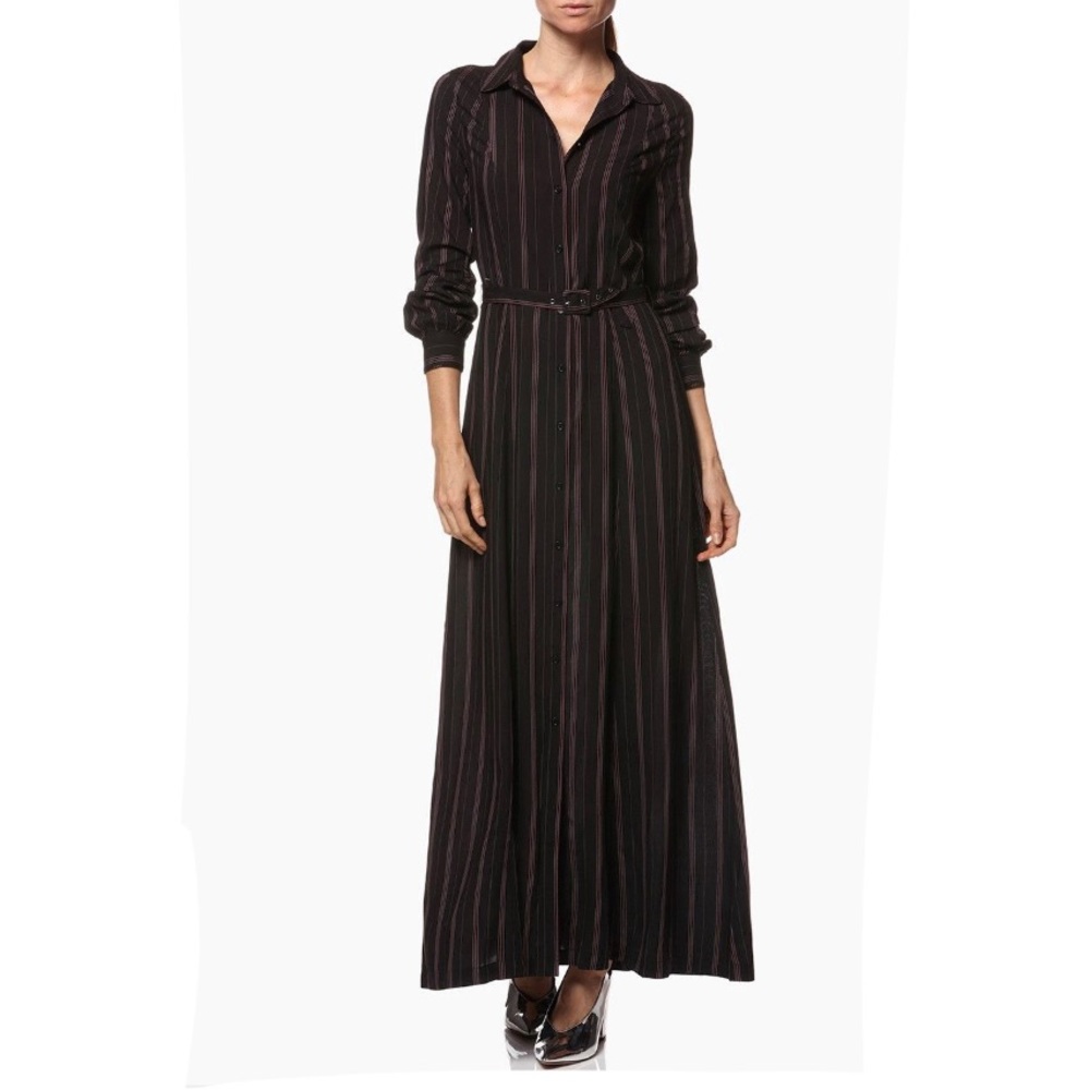 Paige Black Stripe Nayven Maxi Shirt Dress NWT - Picture 4 of 11